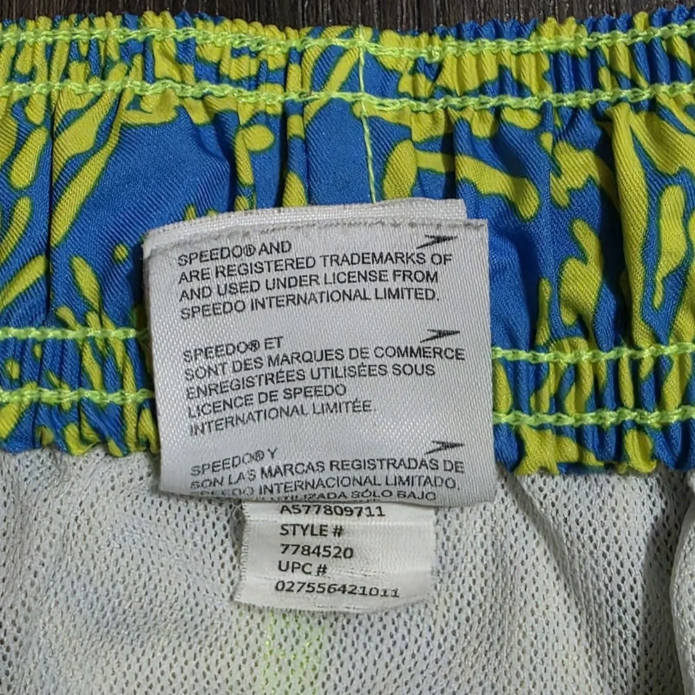 Mens Speedo Swim Suit Trunks Shorts Lined Size Small Blue Yellow Pineapple